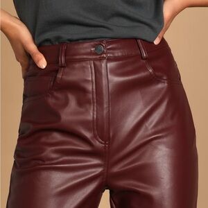 Lulus Hit Your Mark Burgundy Vegan Leather Straight Leg Pants